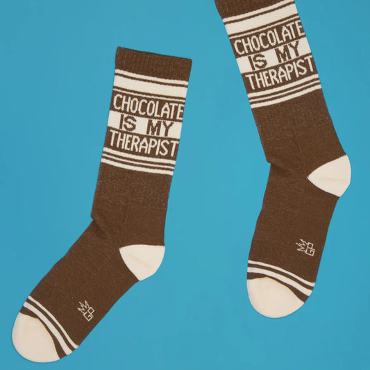 Chocolate Is My Therapist Gym Crew Socks