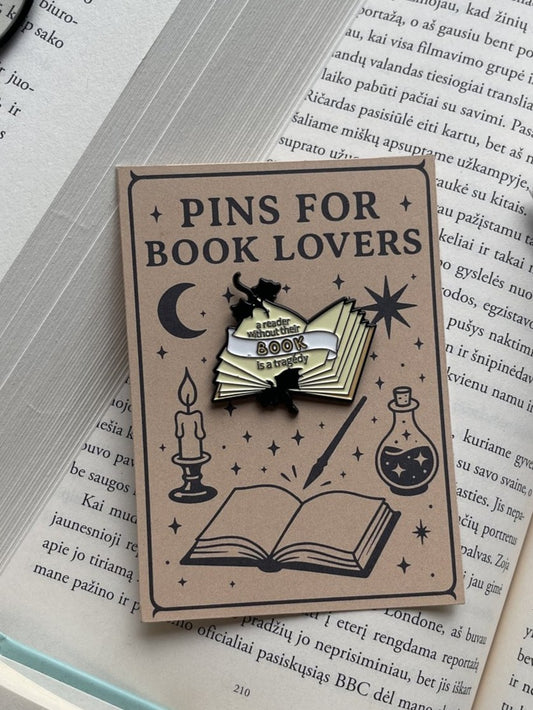 Pins "a reader without their BOOK is a tragedy"