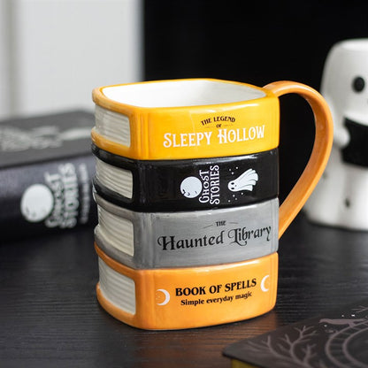 Puodelis „Haunted Library Book Stack“