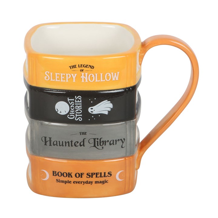 Puodelis „Haunted Library Book Stack“